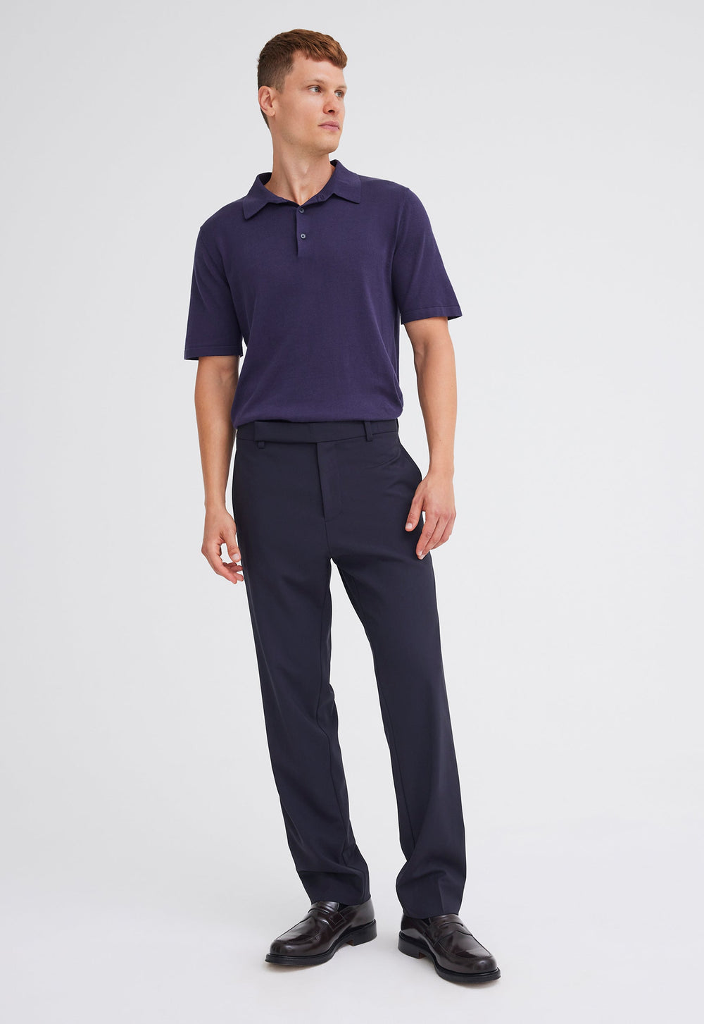 Jac+Jack Pointier Knitted Cotton Polo - Denim Blue